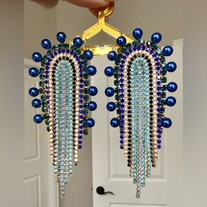 Sapphire Blue Pearl Rainbow Feed Me Gems Earrings